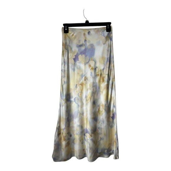 Rails Skirt Women XXS Ivory Satin Floral Diffused Blossom Anya Midi Boho Artsy - Picture 5 of 11